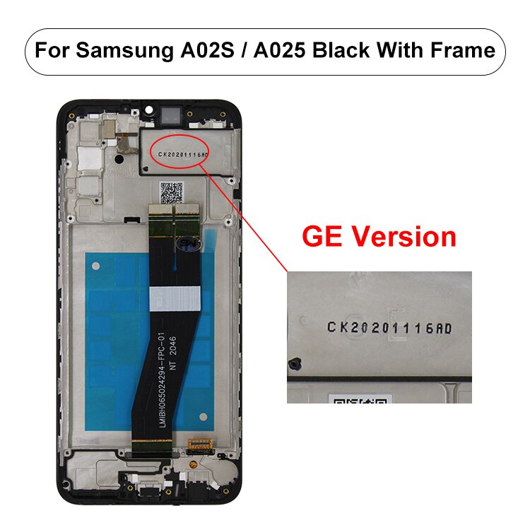 6.5" Original For Samsung Galaxy A02S Display SM-A025F/DS LCD Touch Screen Digitizer Display For Samsung A02S LCD SM-A025M/DS: With GE FRAME