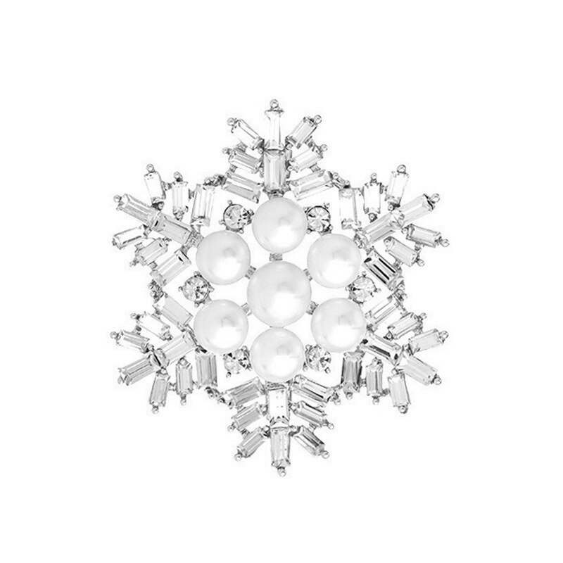 Luckydays spilla scintillante fiocco di neve invernale giallo oro rosa argento colore verde zircone spilla perla per gioielli da donna: style 3