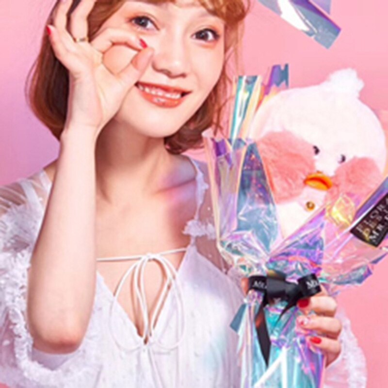 ABUI-Rainbow Cello Flower Floral Wrapping Paper Candy Cake Cookie Packaging Craft Packing Colorful Cellophane Roll