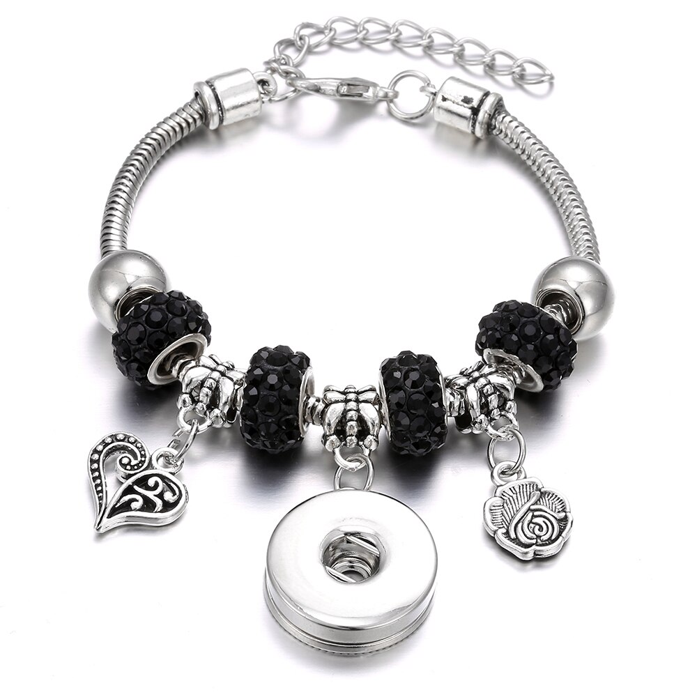 Snap Button Jewelry Snap Bracelet Lobster Buckle Snake Chain Bangles Fit 18MM Snap Jewelry Christmas Beads Bracelet: 4
