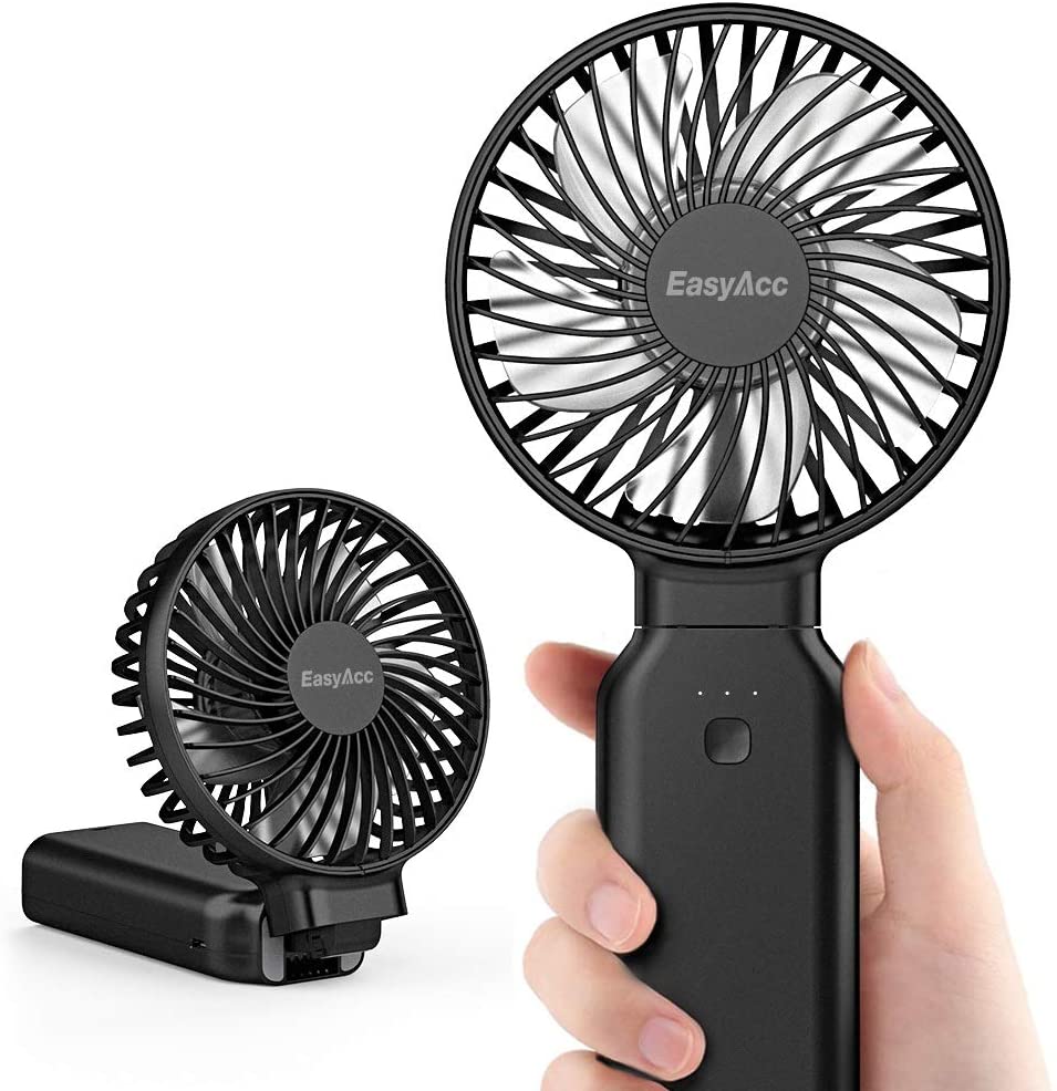 EasyAcc 9000mAh Portable Fan Handheld Desk Fan As Powerbank One Touch Power Off 4 Speeds Strong Winds Personal Cooling Fan