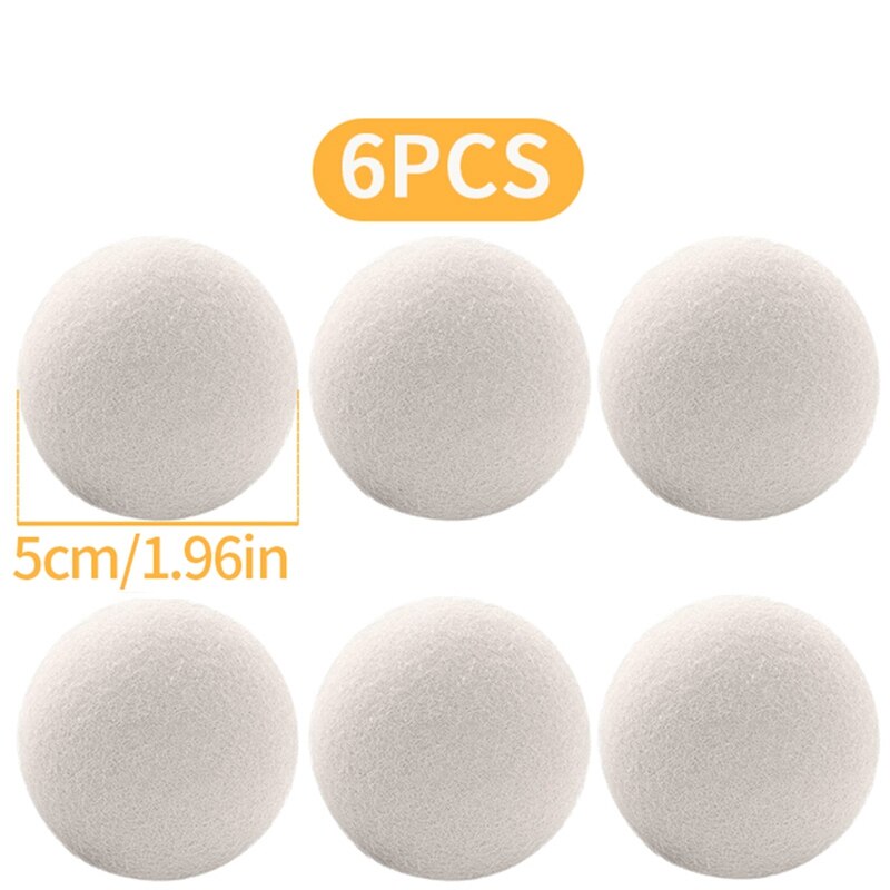 3/6PCS Wool Drying Ball Reusable Fabric Softener Laundry Ball Household Dryer for Washing Machine Accessories Clothes Dryer Tool: 6Pcs 5cm