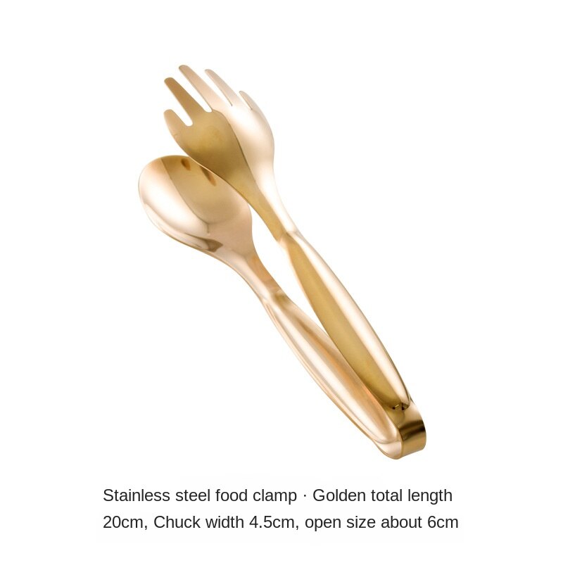 Kitchen utility stainless steel hand clip full-featured barbecue clip cake clip grill food clip.: Gold