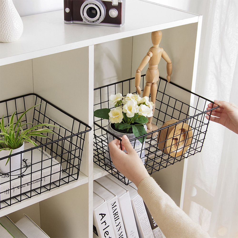 Cesto de hierro de estilo nórdico para almacenaje, cesta para pan y aperitivos, soporte organizador para el hogar, almacenamiento de artículos diversos de cocina para el baño