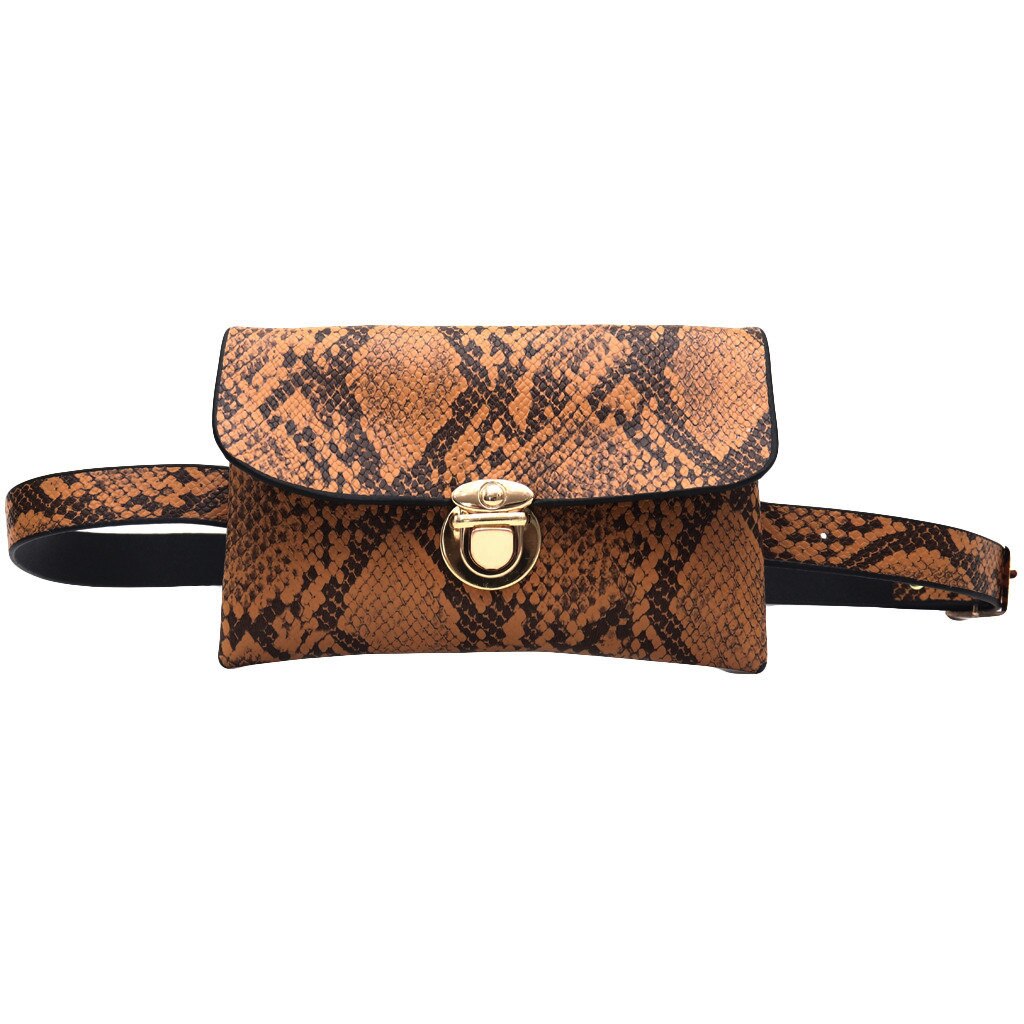 Сумка женская fanny Pack Frauen Taille Gürtel Tasche serpentin Jahrgang Taille Taschen Mädchen miserabel Beutel Telefon Leder Brust Packss 4: braun