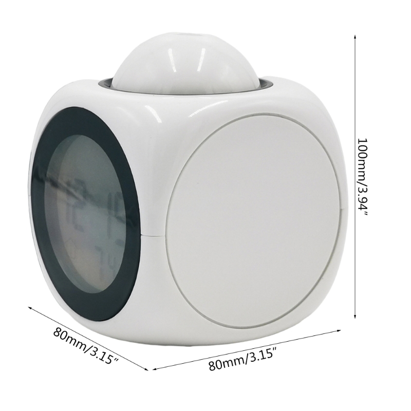Digital Alarm Clock Wall Projection with Snooze Function LCD Screen Thermometer ℃/℉ Time Voice Alarm LED Backlight