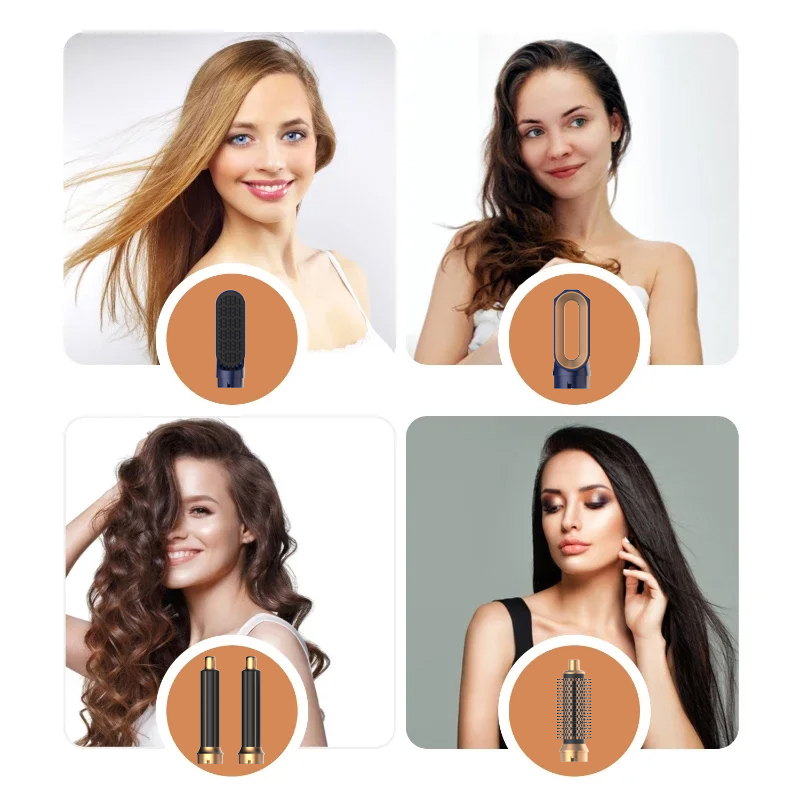 Professionele 5-in-1 Föhn Kam Set Heteluchtstyler voor Curling Rechttrekken Volumizing - Haarverzorging Tool Kit voor thuisgebruik