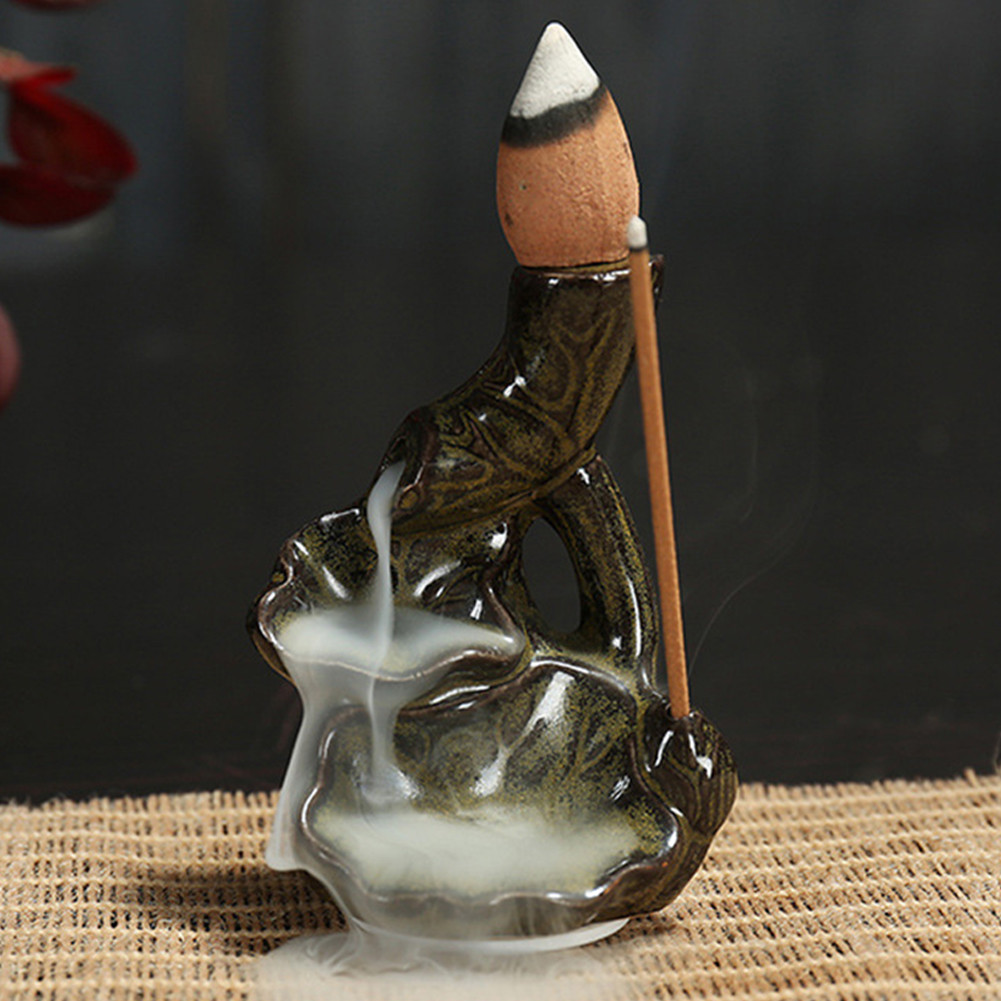 Waterfall Backflow Incense Burner Incense Fountain Incense For Home Decor Office Yoga Sauna SPA Without Incense Home ornament: Burgundy