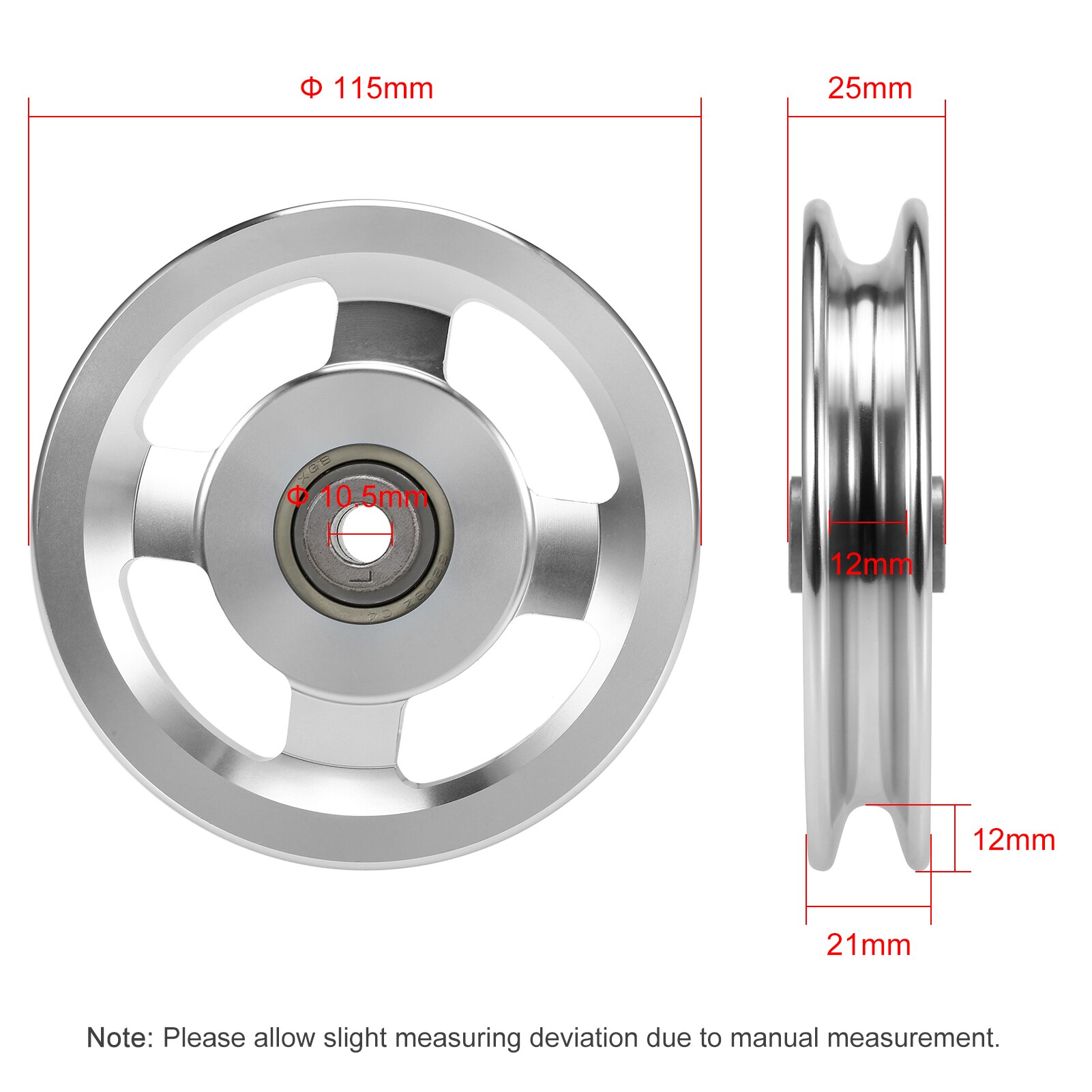 Universal Aluminium Alloy Bearing Pulley Wheel Gym Parts Accessory Wheel Pulley for Fitness Equipment Home Gym Lifting: 115mm