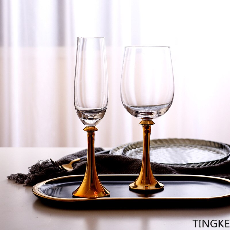 Diamond-studded wine glass, metal base, glass, crystal stem wine glass, champagne glass, family party, restaurant, bar, wine set