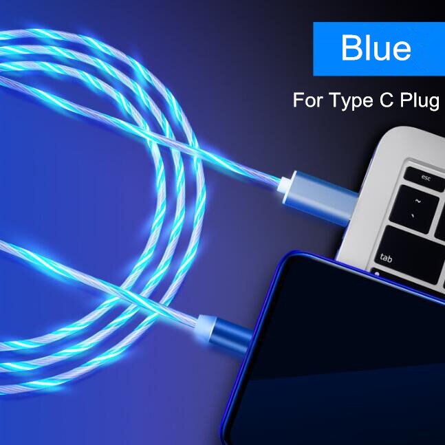 Colorful LED Light Magnetic Phone Cable Fast Charging: Blue for Type c