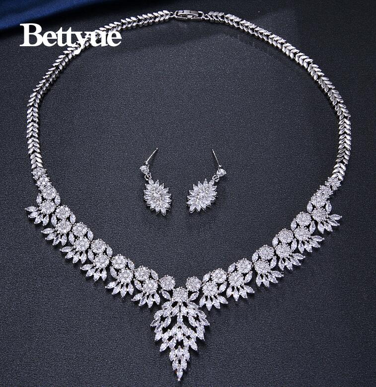 Bettyue, amuleto de , circonita cúbica AAA, dos colores, estilo europeo y americano, conjuntos de joyería al por mayor para de boda de mujer: white gold