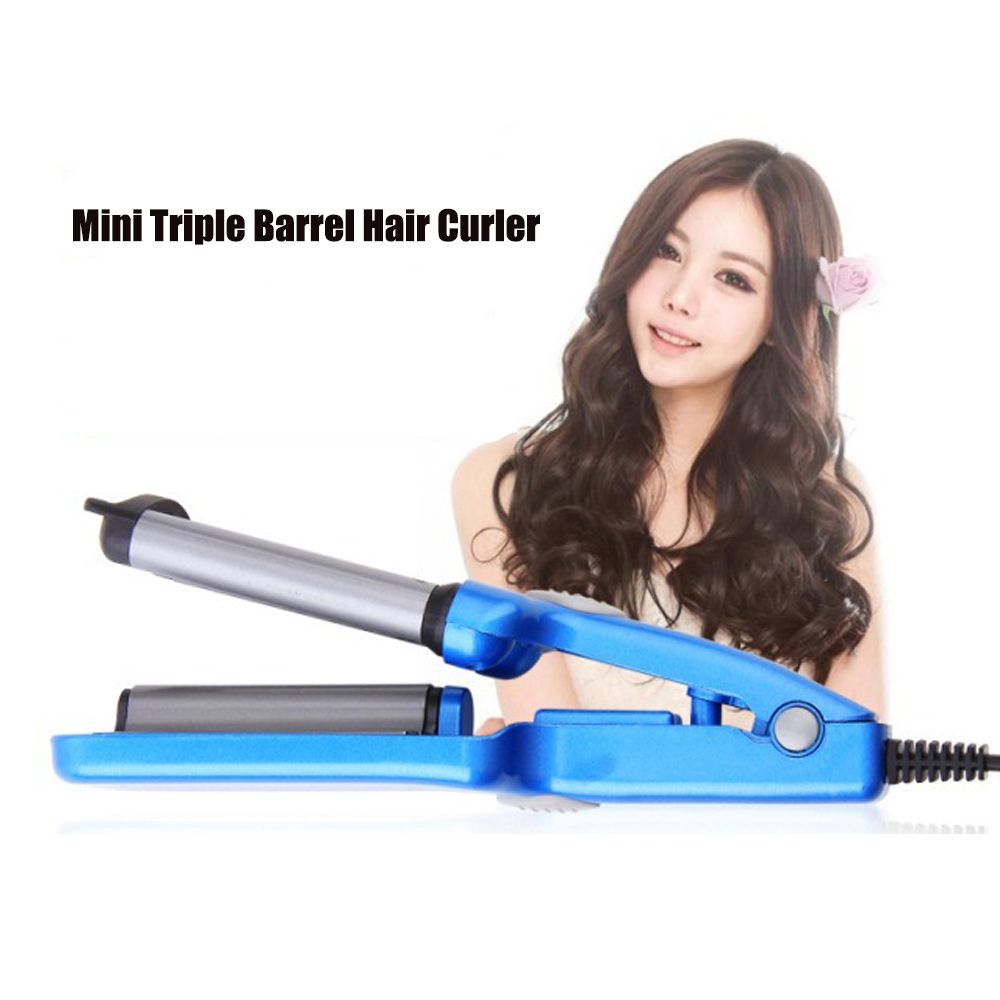 Mini Triple Barrel Hair Curler Ceramic Crimper Hair Curling Iron Salon Wave Roller Hair Styling Tools Curling Wand