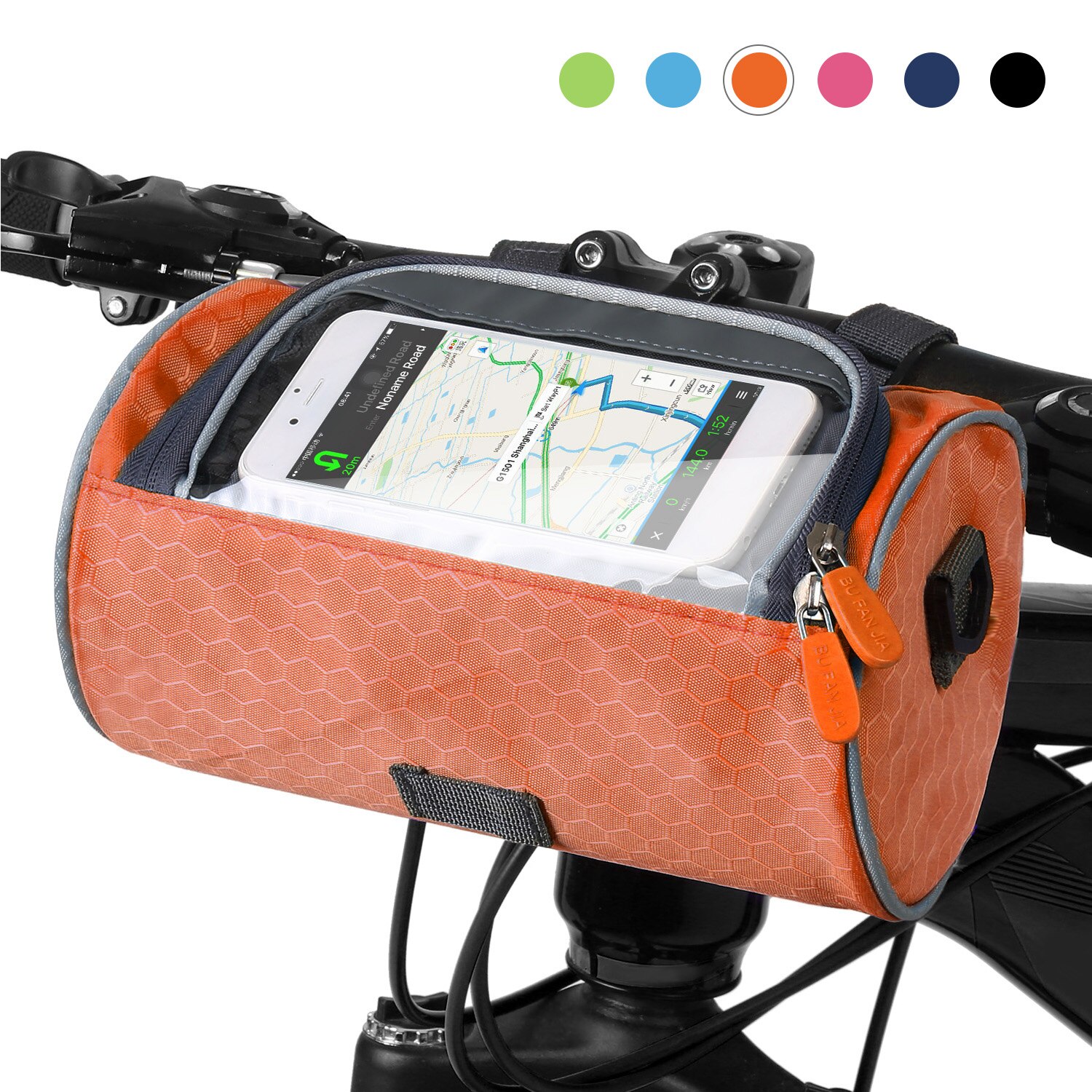 Vandtæt cykelstyrtaske cykeltasker berøringsskærm telefonholder taske pakke skuldertaske mtb cykeltasker taske: Orange