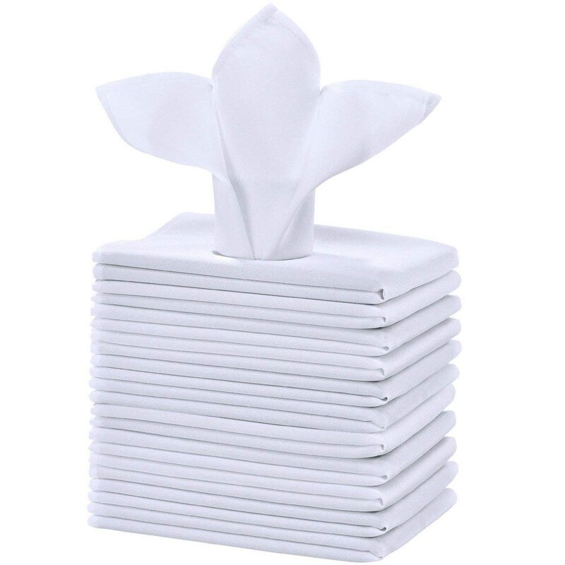 12Pcs Cotton Restaurant Dinner Cloth Satin White 50X50cm High-End Hotel Napkin: Default Title