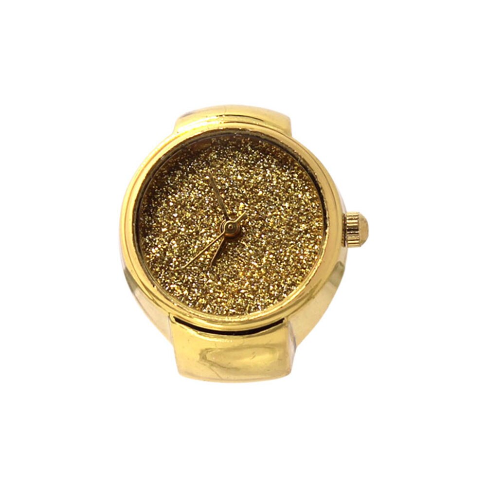 Unisex stål rund elastisk kvarts fingerring ur shine skive ring ure smykker @ 17 lxh: Guld