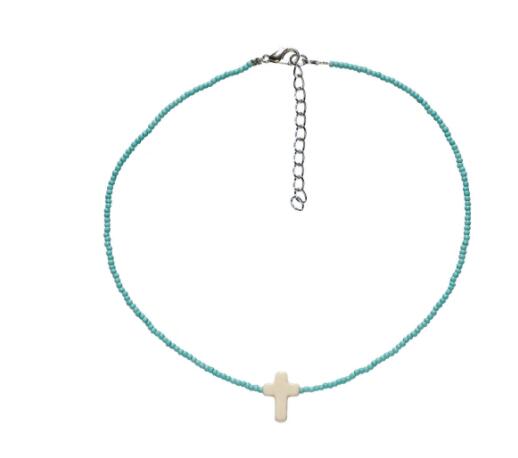 Bohemian Style Bead Necklaces for Women Blue Beaded Pearl Flower Pendant Clavicle Chain Collar Layered Chains Necklace Jewelry: 5