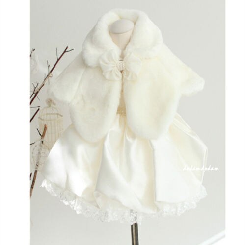 Capa de piel sintética para niñas, Bolero de boda, Tippet, para dama de honor, 2-13 años