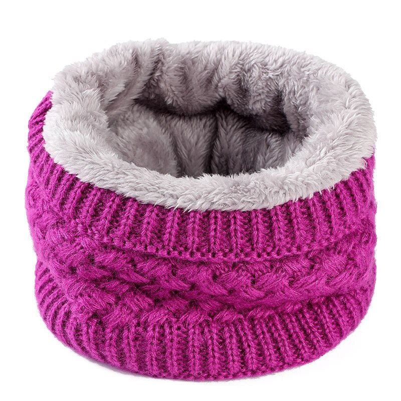 Winter Ladies Pink Red Warm Elastic Thick Knitted Circle Scarf Ring Women Men Faux Fur Neck Collar Warmer Plush Scarves: Rose Red