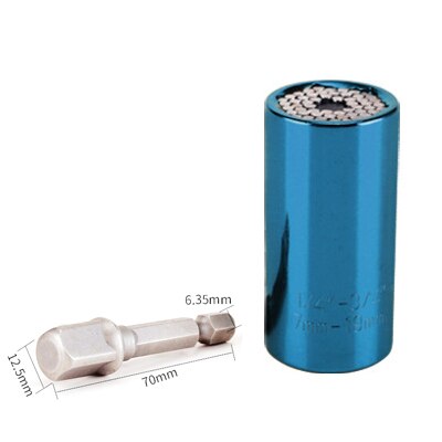 Torque Wrench Universal Sleeve Head Set Magic Socket Sleeve 7-19mm Spanner Key Style Grip Multi Hand Tools Cr-v Sleeve: Blue