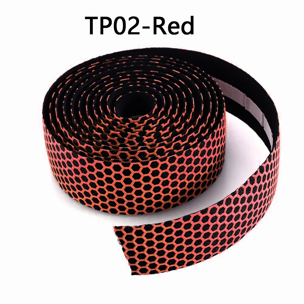 Cinta perforada de cuero PU para manillar de bicicleta, 2 rollos, transpirable, suave, engranaje fijo, accesorio de ciclismo, MICCGIN: TP02-Red