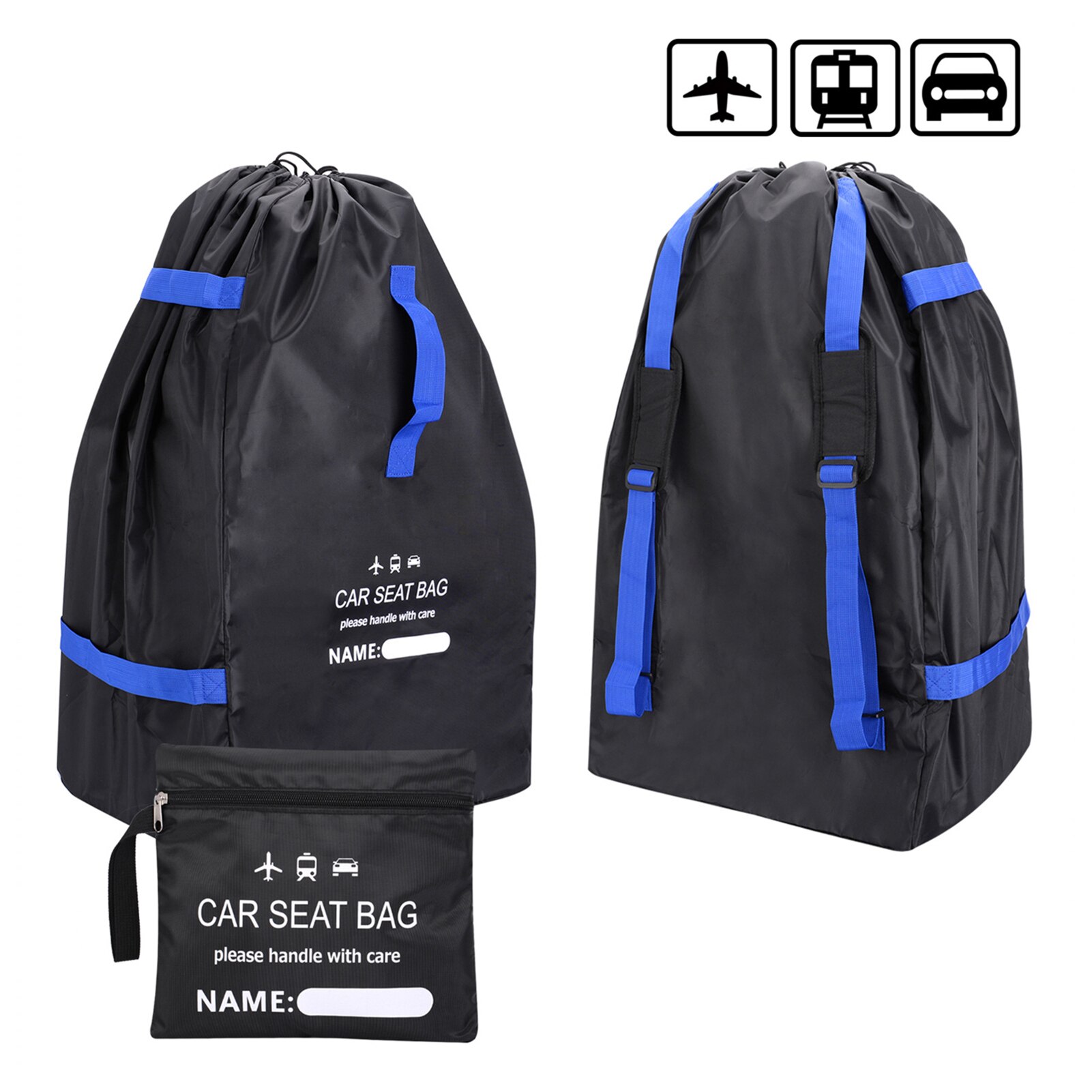 Bolsa de assento automotivo, mochila de criança, armazenamento para avião, porta, trava grande, durável, bolsa de viagem com alças de ombro