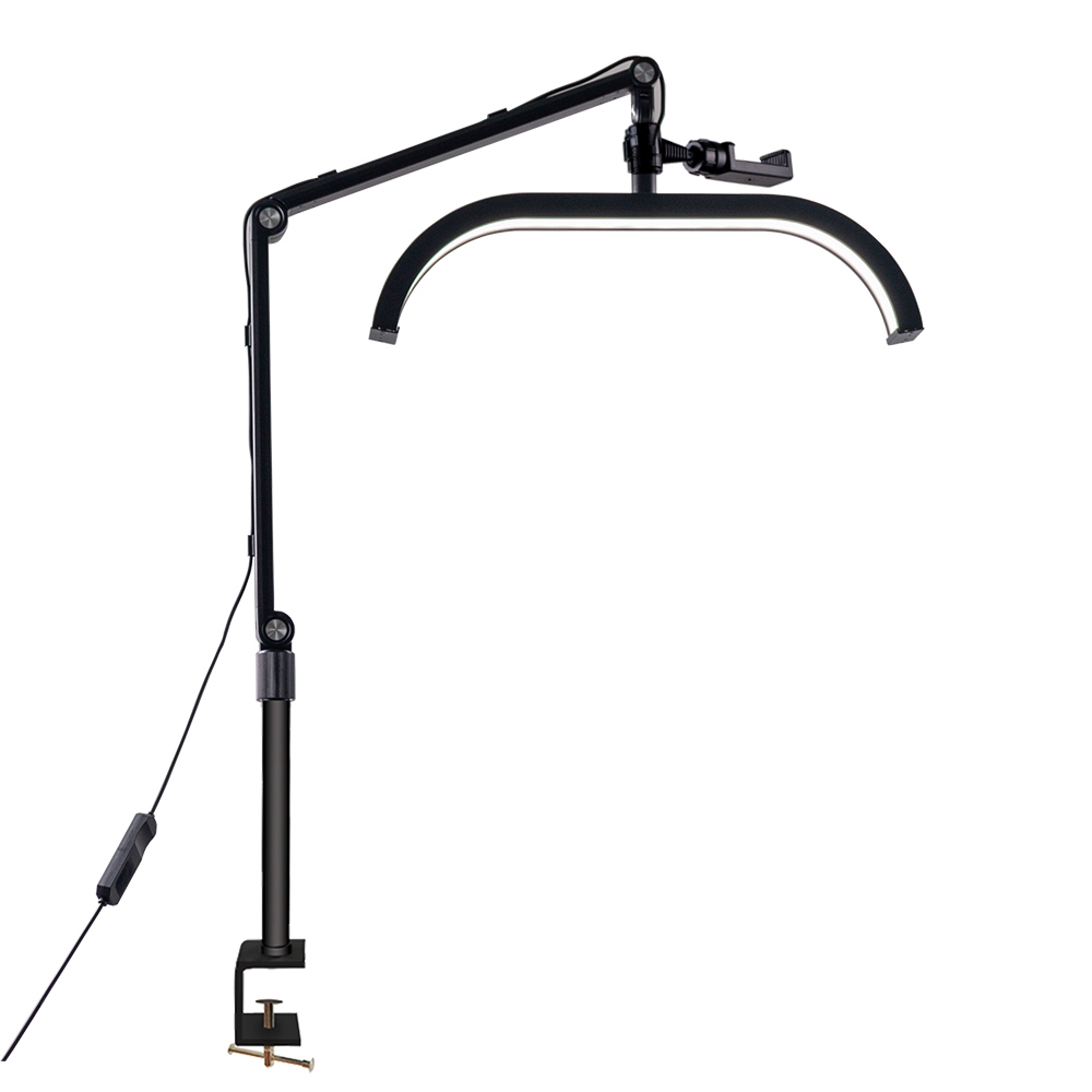 16 " halv led-månelampa bågformad led-bordslampa med fastspänning för nagelbelysning för skönhetssalong, fransar, ögonbryn, naglar: Djupblå / Oss