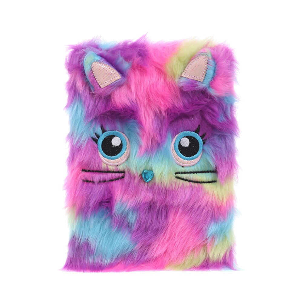 Cartoon Planner Notebook Cat Panda Fluffy Diary Girls Journal Notebook Memo Pad Birthday Notebooks libros agenda: Purple Cat