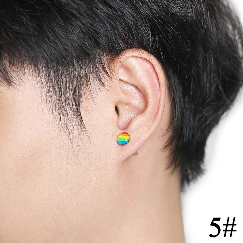 Lgbt Rainbow Rvs Oorbellen Lesbische Gay Pride Stud Oorbel Voor Mannen En Vrouwen (1 Paar)