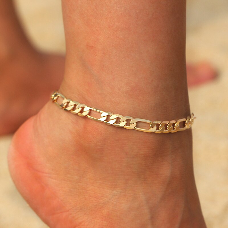 Vintage Gold Cuba Link Chain Anklets For Women Men Ankle Bracelet Beach Accessories Jewelry Saddle Chain: A