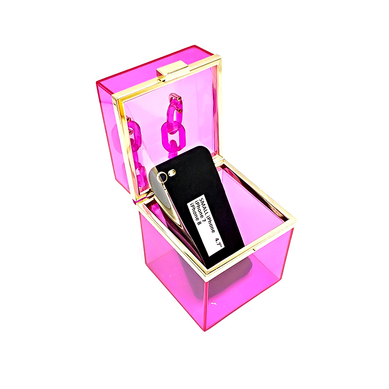 Gute version damen abendparty handtaschen tote square boutique box durchsichtige plastik fester beutel
