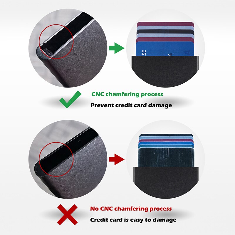 BOSHIONCASE de aluminio de la tarjeta de crédito de funda, soporte Porte Carte Bancaire Kreditkartenetui Kaarthouder Pop Rfid bloqueo Metal