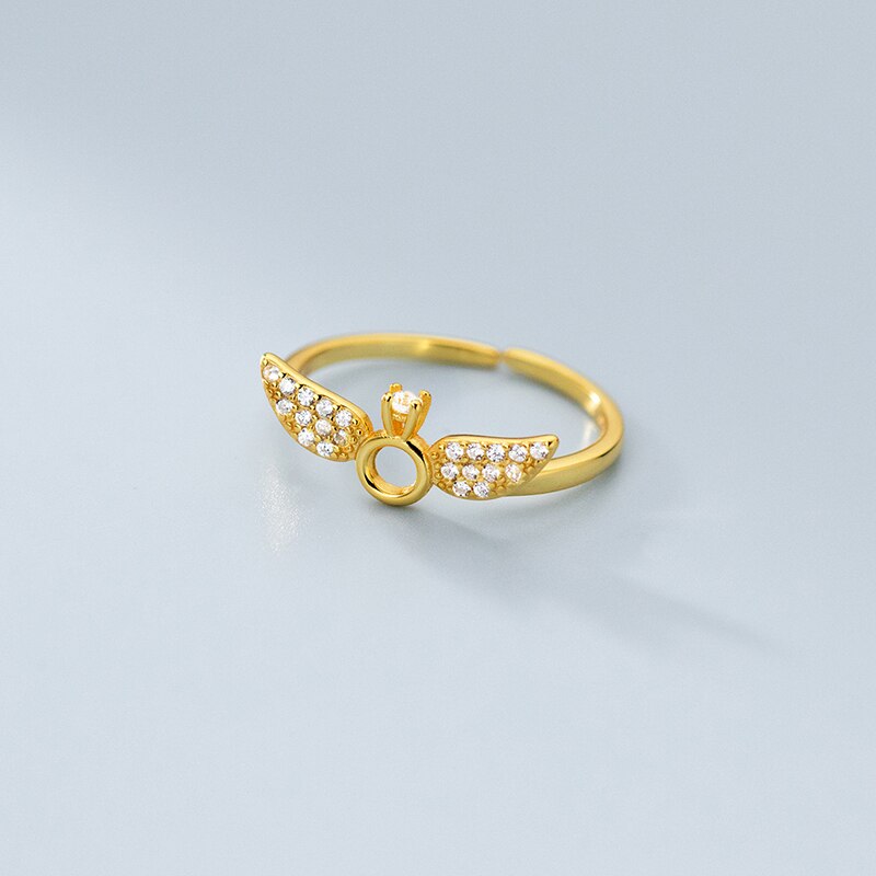 Inzatt Real 925 Sterling Zilver Zirkoon Bee 18K Gold Verstelbare Ring Voor Charmante Vrouwen Leuke Fijne Sieraden Minimalistische Accessoires