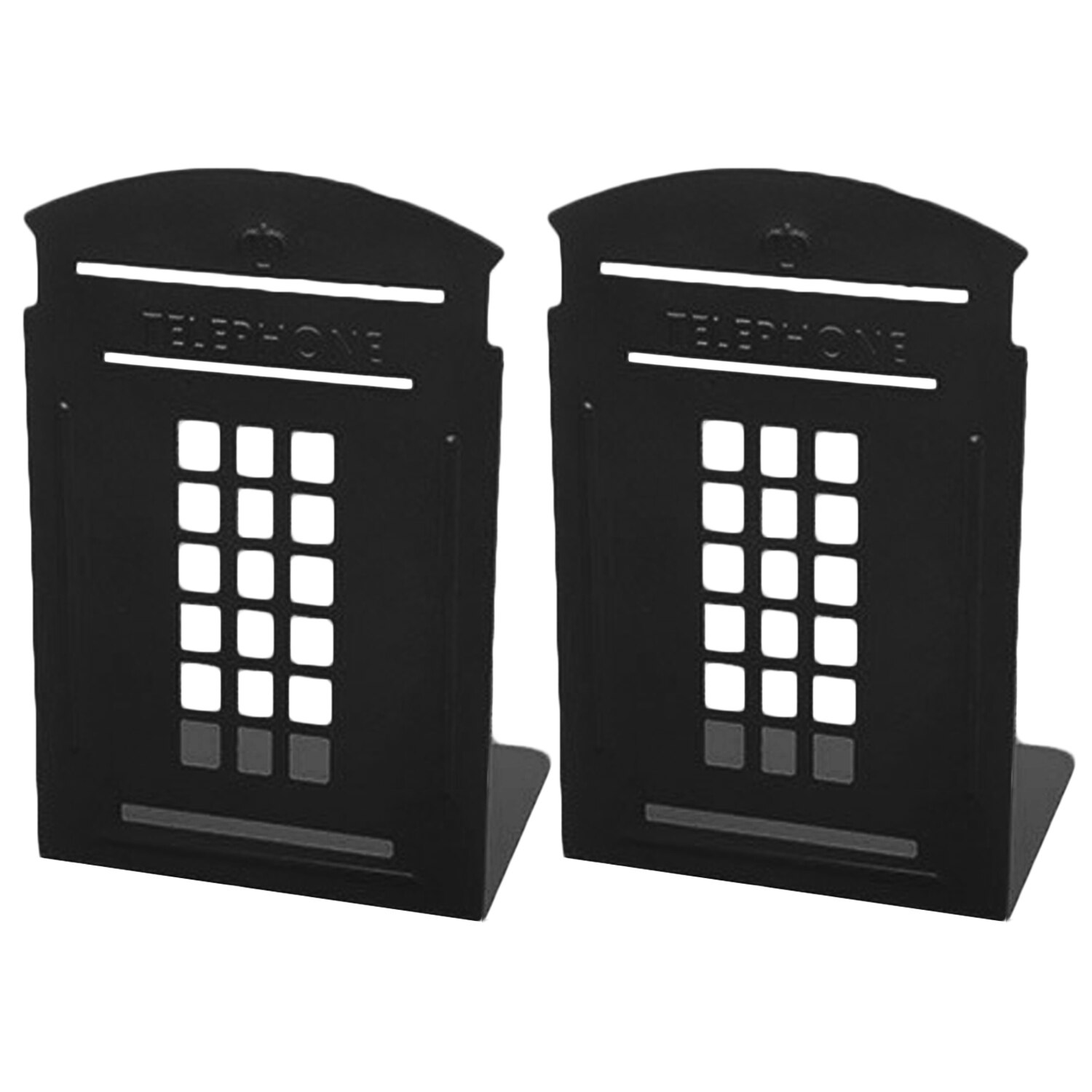2 stk universel vintage telefonboks dekorative bogstøtter tunge metal bogender holder holder til hjemmekontor arrangør: Sort