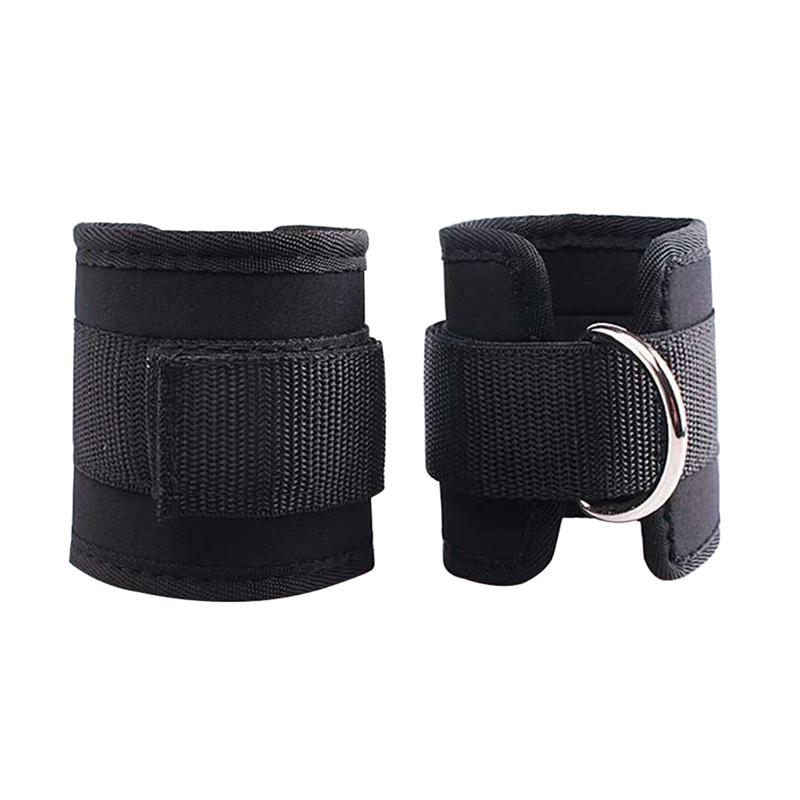 2 stuks Sport Enkelbandjes D-ring Enkel Kalveren Band voor Gym Workouts Machines Been Oefeningen (Rosy): Black