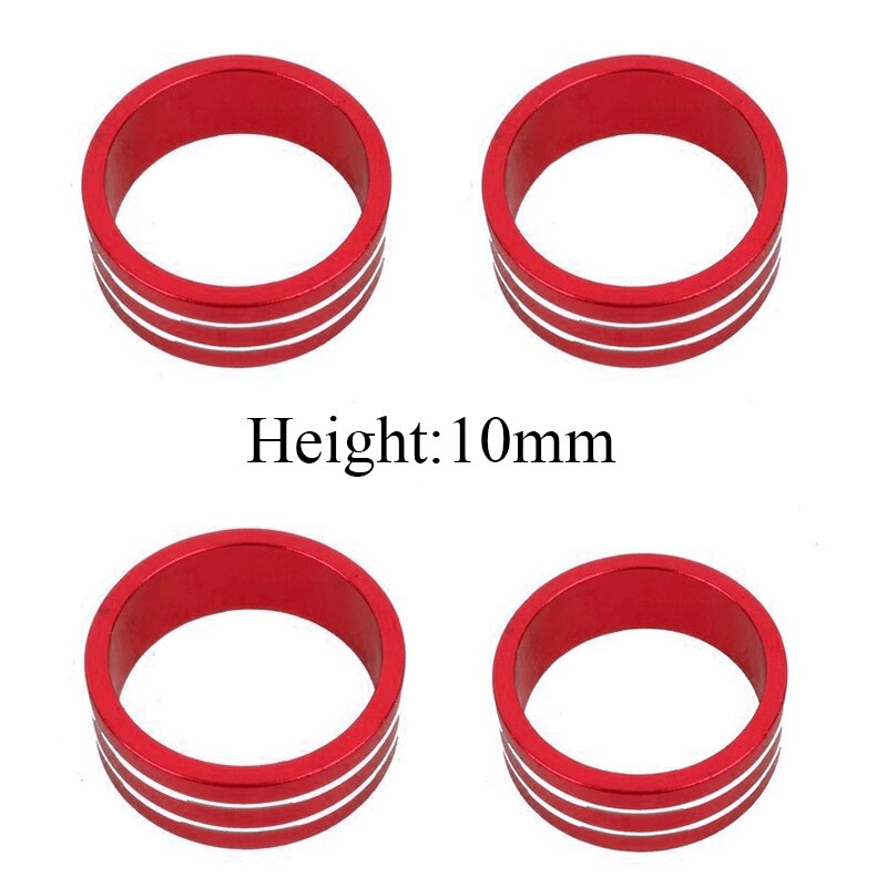 Vástago separador de auriculares de aleación de aluminio y fibra de carbono para bicicletas de montaña, accesorios ultraligeros para bicicletas de carretera y montaña: red 4pc