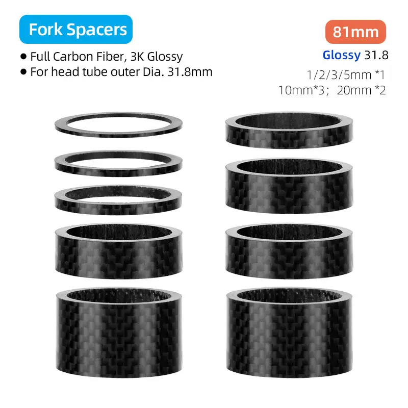 31,8mm Gabel Headset Carbon Spacer MTB Fahrrad Lenker Vorbau Rise Up Einstellen Unterlegscheiben 3K Glänzende Faser Lenkung DIY Zubehör: Gold