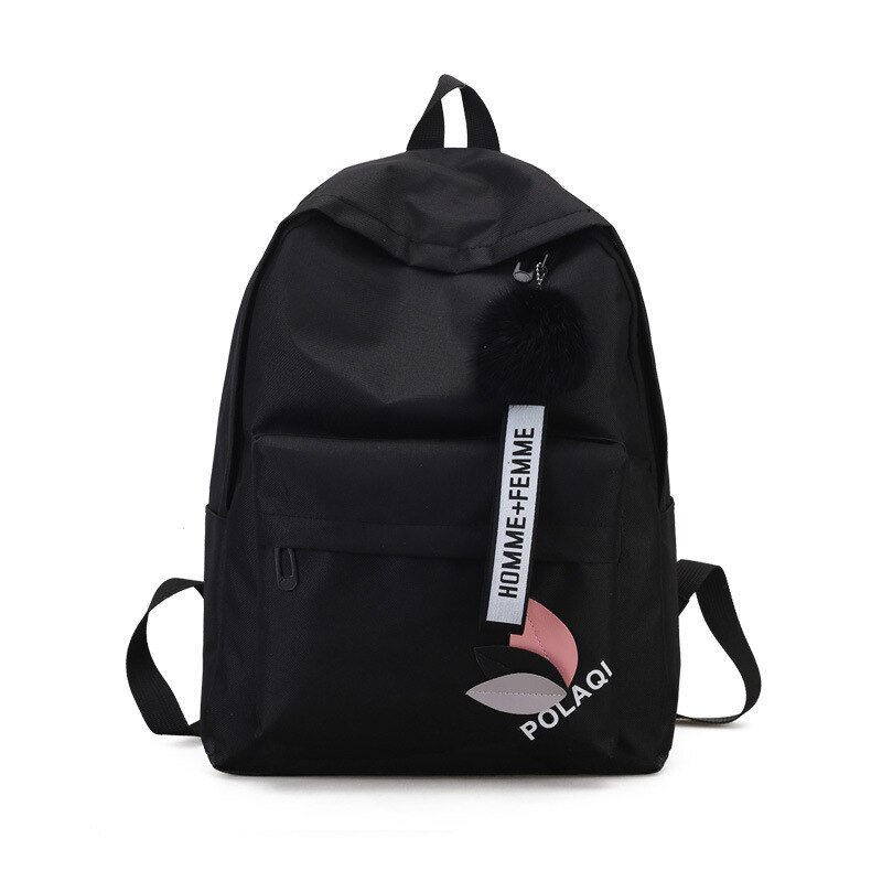 Women Backpack Female's Canvas School Bags For Teenage Girls Women's Leaves Backpack Fresh Large Capacity Travel Bag: Black