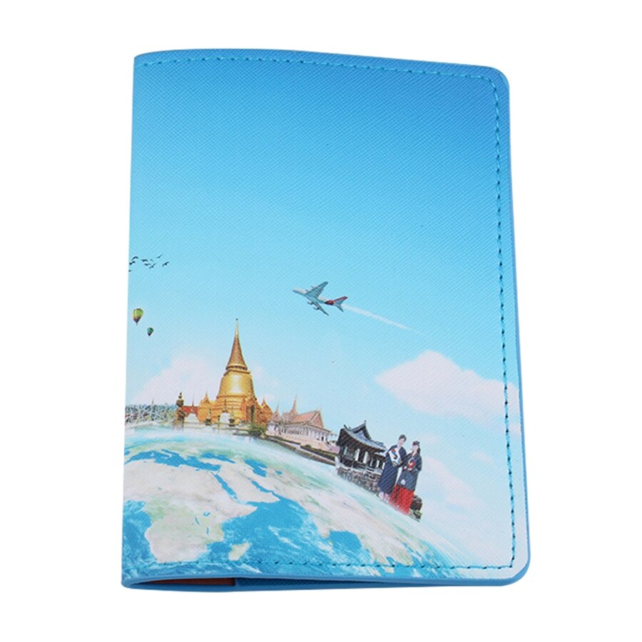 Zoukane carte du monde passeport housse fleurs etui passeport housse porte-carte accessoires de voyage passeport portefeuille pour voyage CH16: Earth Plane