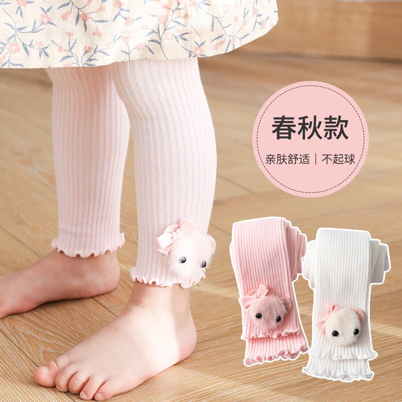 New princess infant bowknot cartoon doll collant per bambine leggings traspiranti in cotone bambini caldi pantaloni corti a nove punti