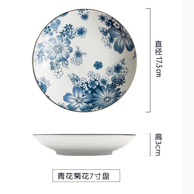 WHYOU 1piece 7inch Cermic Serving Western Food Steak Plate Breakfast Dish Japanese-Style Kitchen Supplies Tableware: c 7inch 1piece