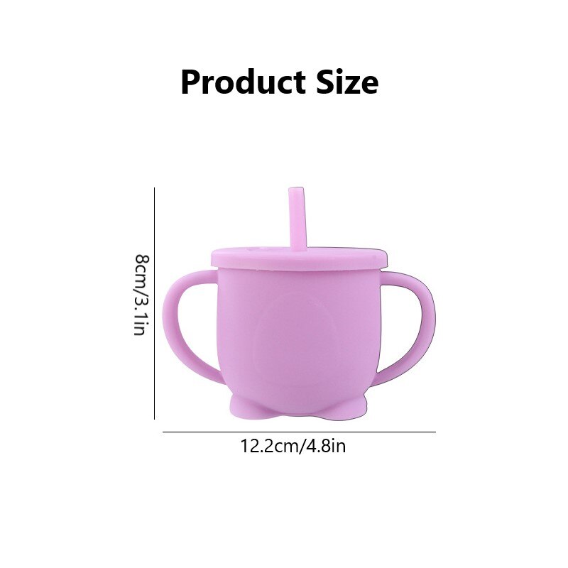 200ml Silicone Children's Straw Cup Baby Learn To Drink Cup Children's Leak-proof And -proof Water Cup With Handle Cups