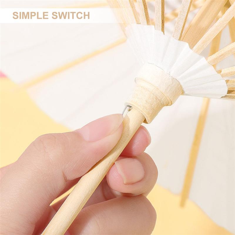 4 stuks Wit Papier Parasol Paraplu Chinese Japanse Papier Paraplu Bruiloft Decoratie Diameter 30cm Willekeurige Paraplu Handvat Stijl