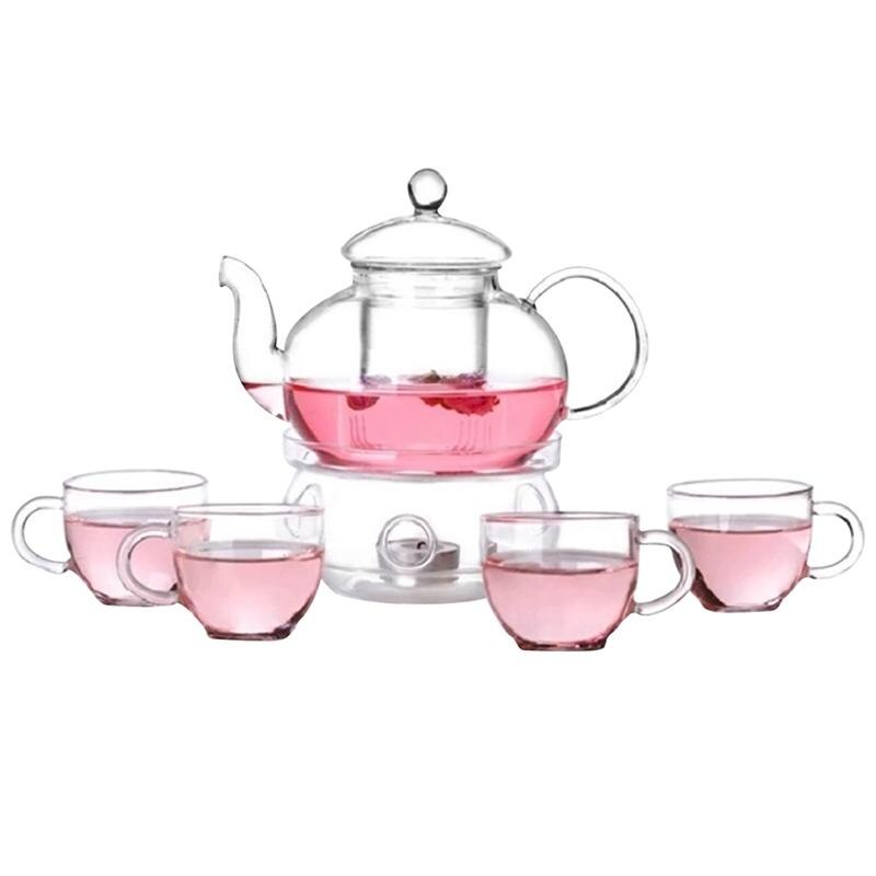 Drinkware 6pcs Clear Modern Flowers Tea Set Warmth Teaware Cups Tea Pot Kungfu Teaware for Lemon Drink / / Iced / Fruit Tea