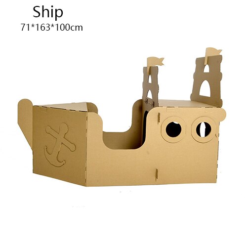 Bambini FAI DA TE Graffiti Cartone Giocattolo Carta Ondulata 3D Di Puzzle Colorazione Assemblato Modello Kid Fatti A Mano Casa di Carta Giocattolo Educativo: Ship