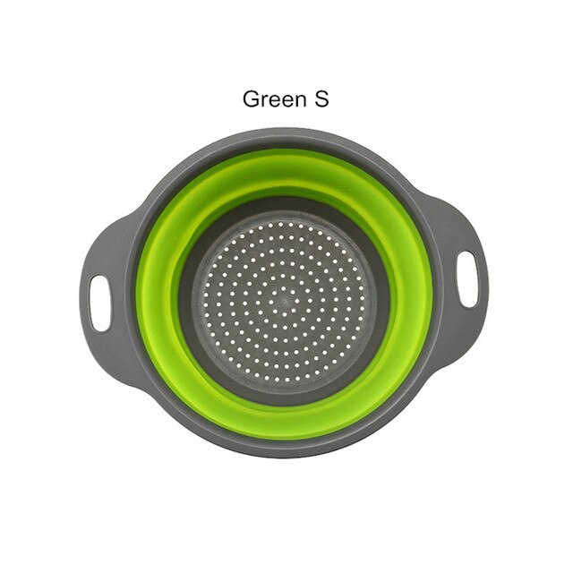 Escurridor de lavado plegable con mango cesta de filtro para verduras de fruta colador plegable de silicona contenedor de herramientas de almacenamiento de cocina