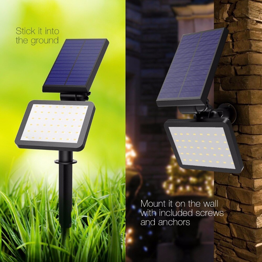 Solar Spotlights 50 Led Outdoor Landschap Wandlamp Waterdichte IP44 Warm Wit 3500K Verstelbare Solar Tuin Decoratie Verlichting