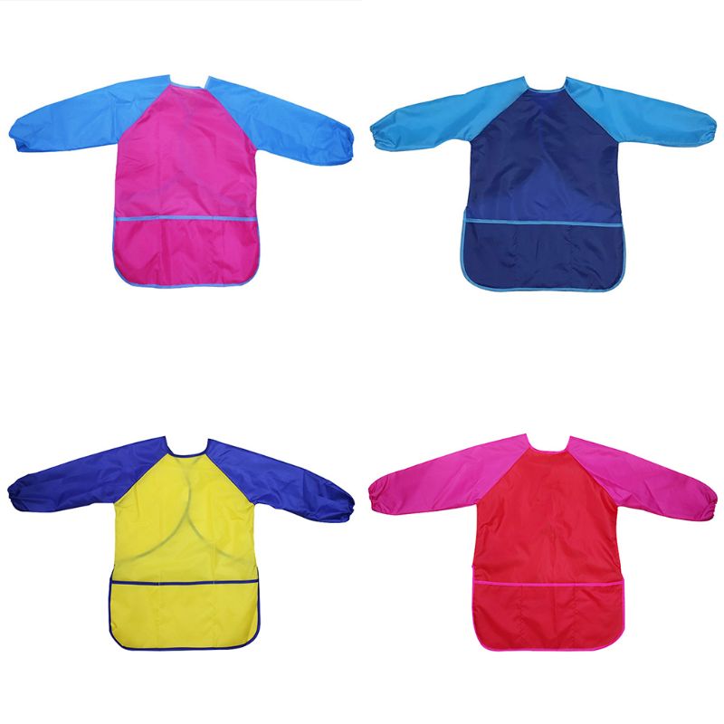 Kids Waterproof Long Sleeve Art Craft Drawing Painting Smock Apron Children