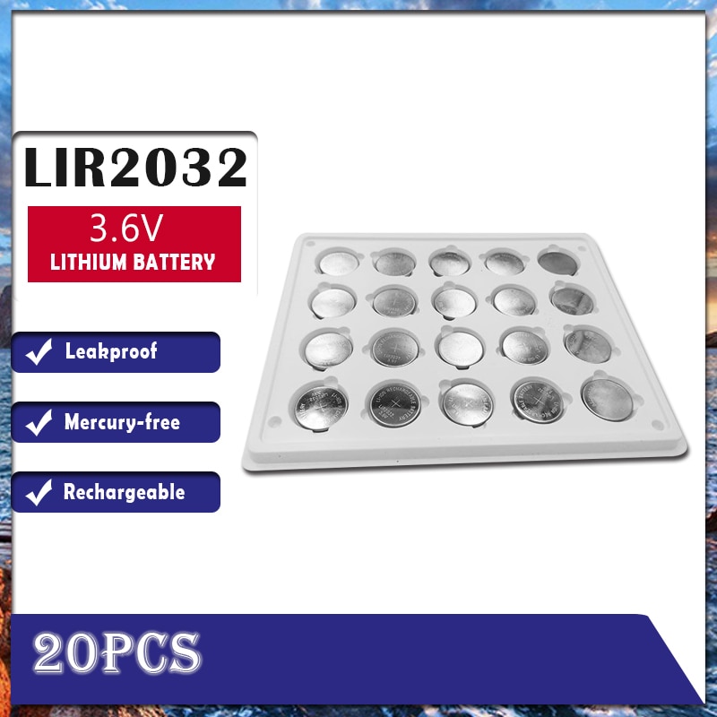 20Pcs LIR2032 Li-Ion Oplaadbare Batterij 3.6V Lithium Button Batterijen Voor Watch Computer Vervangt Lir 2032 CR2032/ML2032