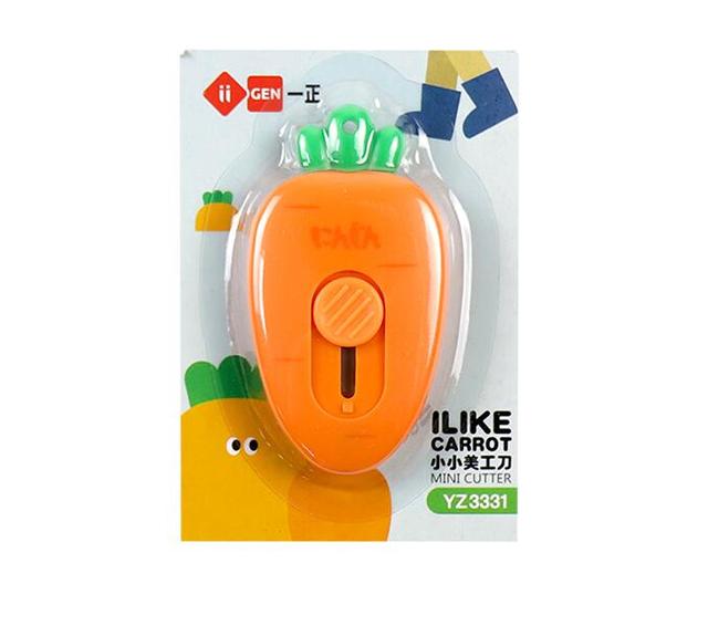 AiKEEN Cute Clouds Art Knife Mini Portable Utility Knife Express Box Paper Cutter Craft Wrapping Refillable Blade Stationery: carrot small